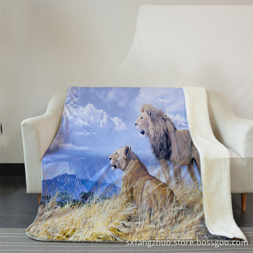 customized double king size 3D animal dog print fleece blanket